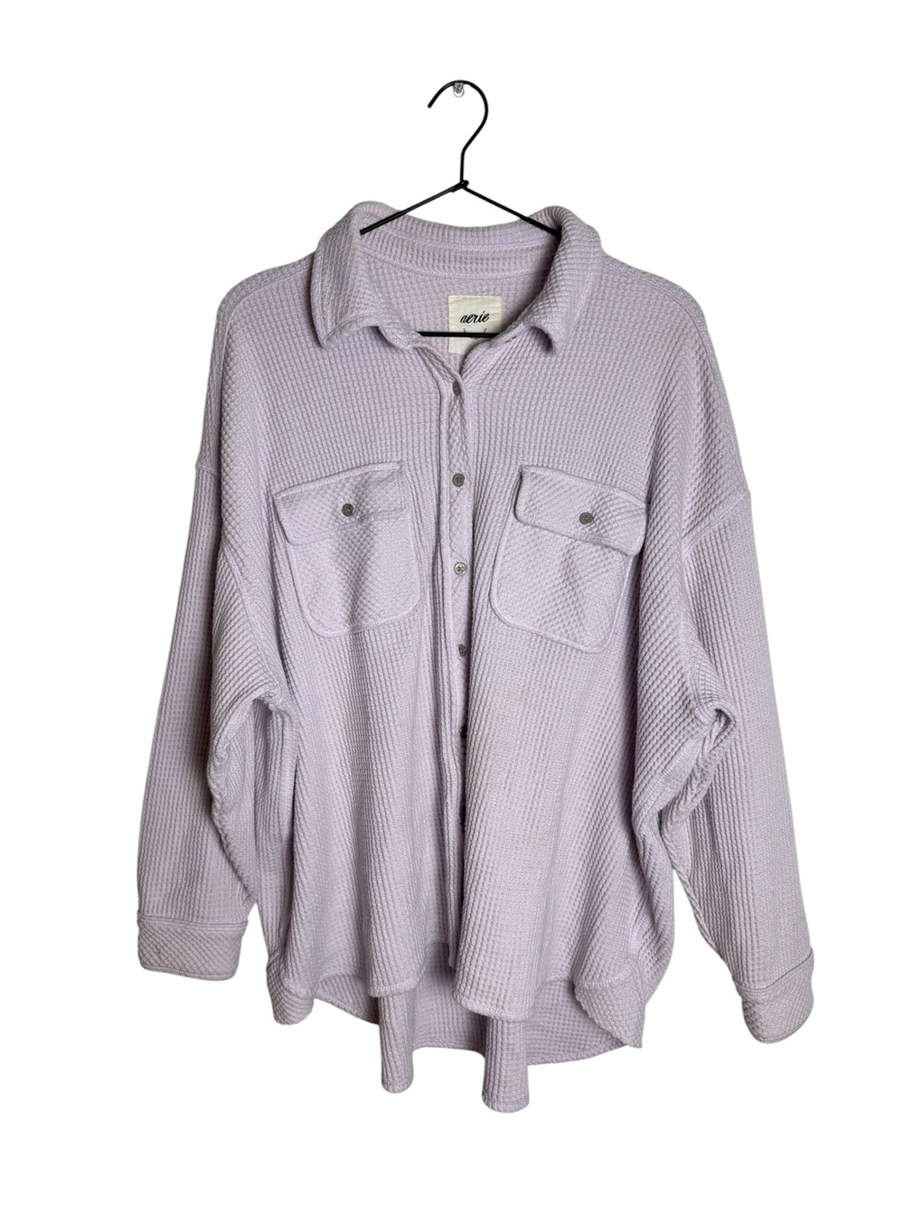 Aerie LumberJane Waffle Knit Oversized Shacket Lavender Purple